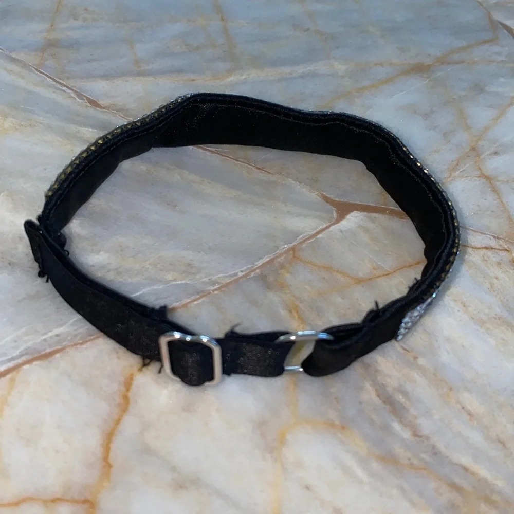 Glam Cat Collar Silver Bling Rhinestone Crystals Pull On‎ Style Adjustable